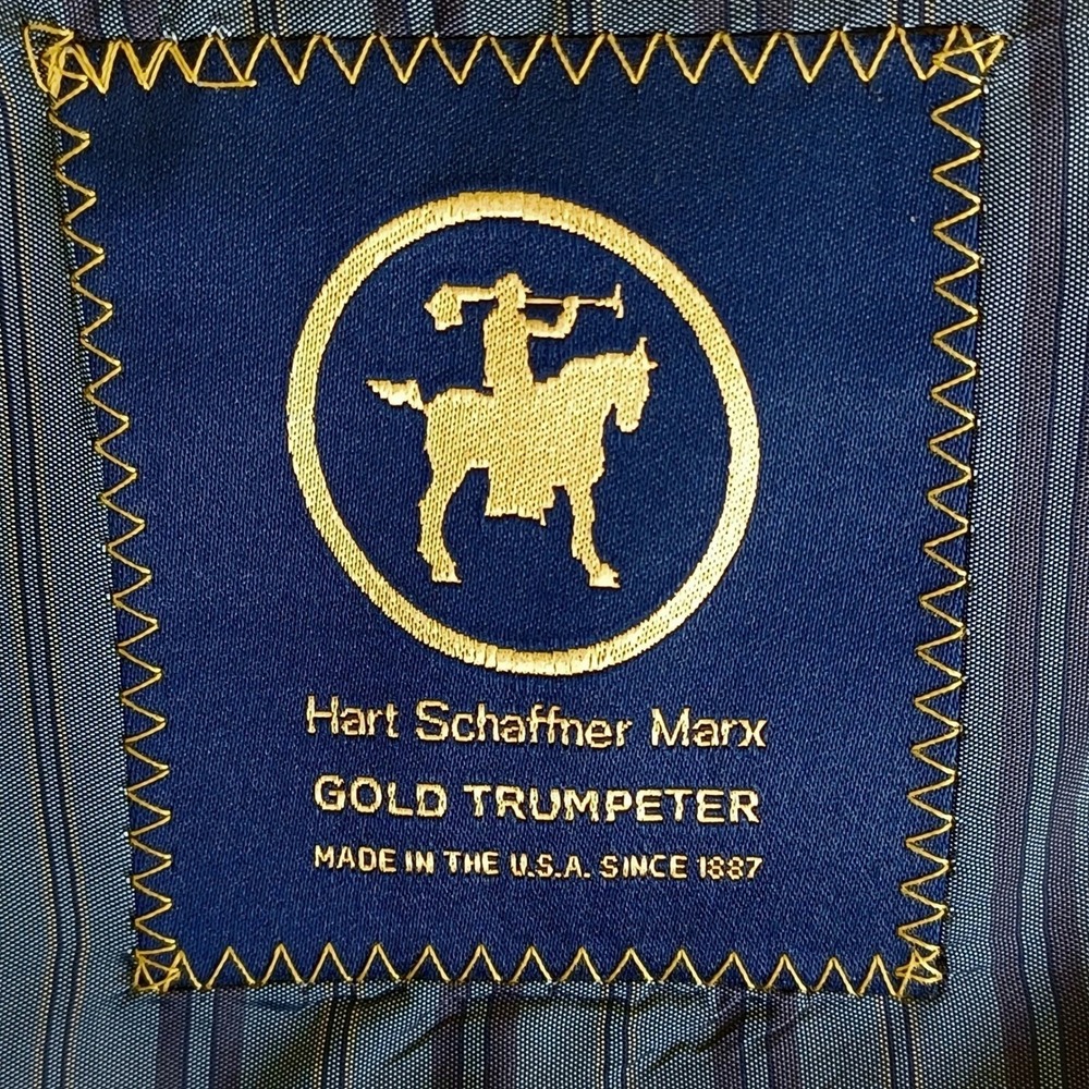 Hart Schaffner Marx Gold Trumpeter Navy Blue Blazer 42R Made in USA Sport Coat - Picture 7 of 15